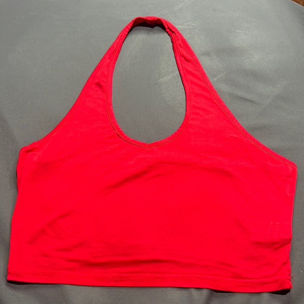 Red open back halter top ❤️